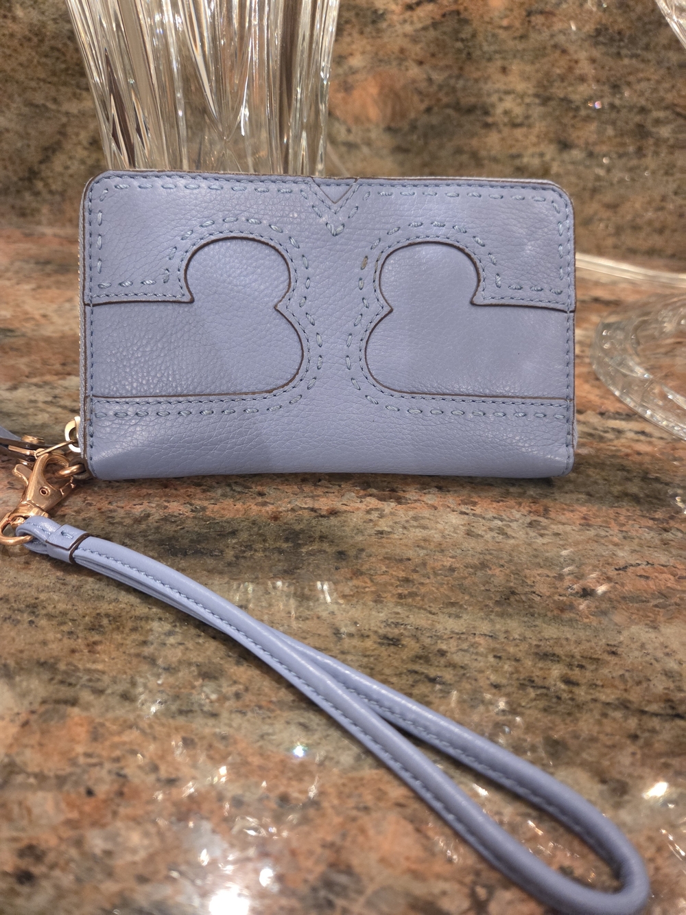 Tory Burch Blue Leather Wristlet